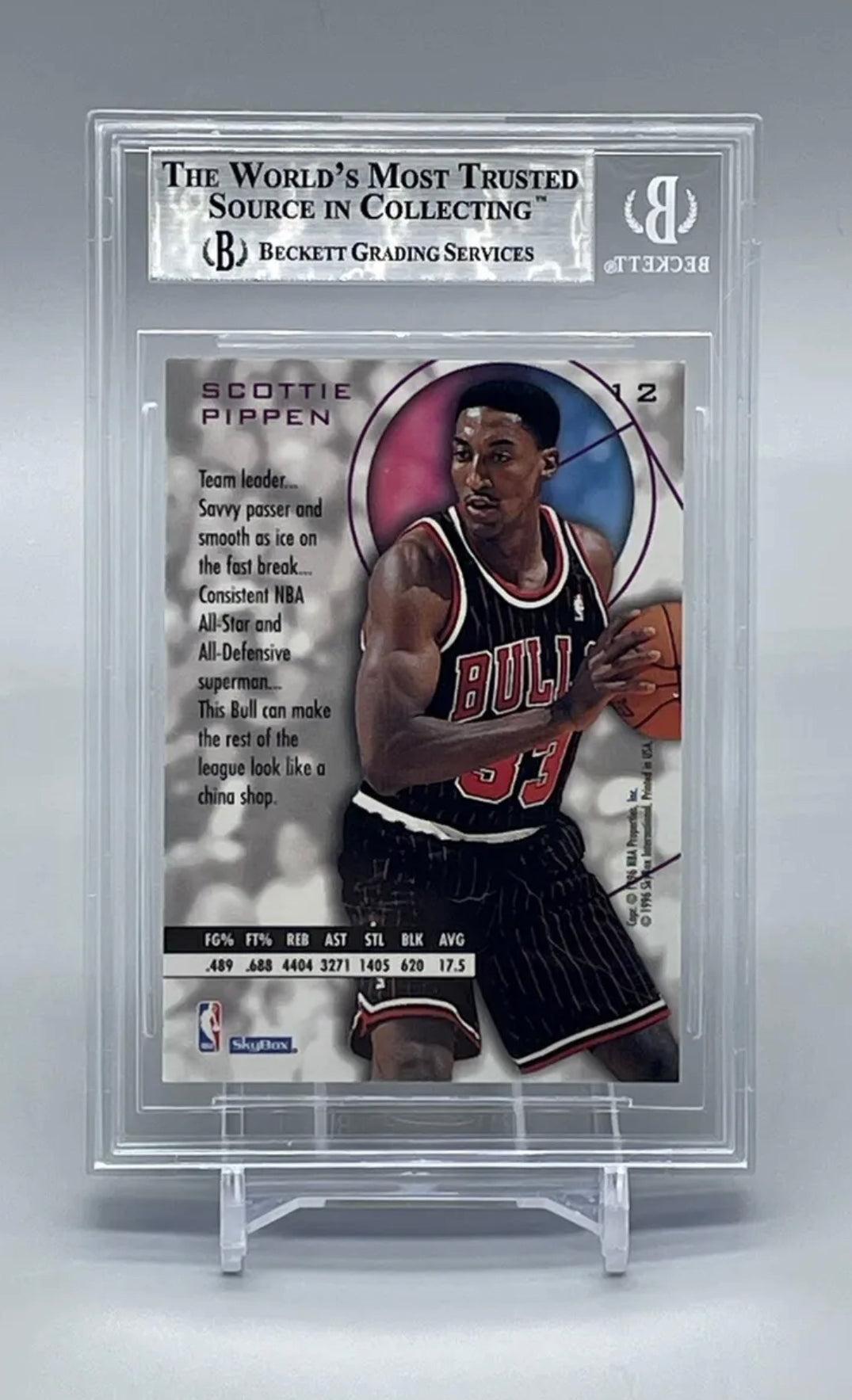 ❤️1995 Skybox E-XL Scottie Pippen #12 Black BULLS HOF Mint BGS 9 Iconic