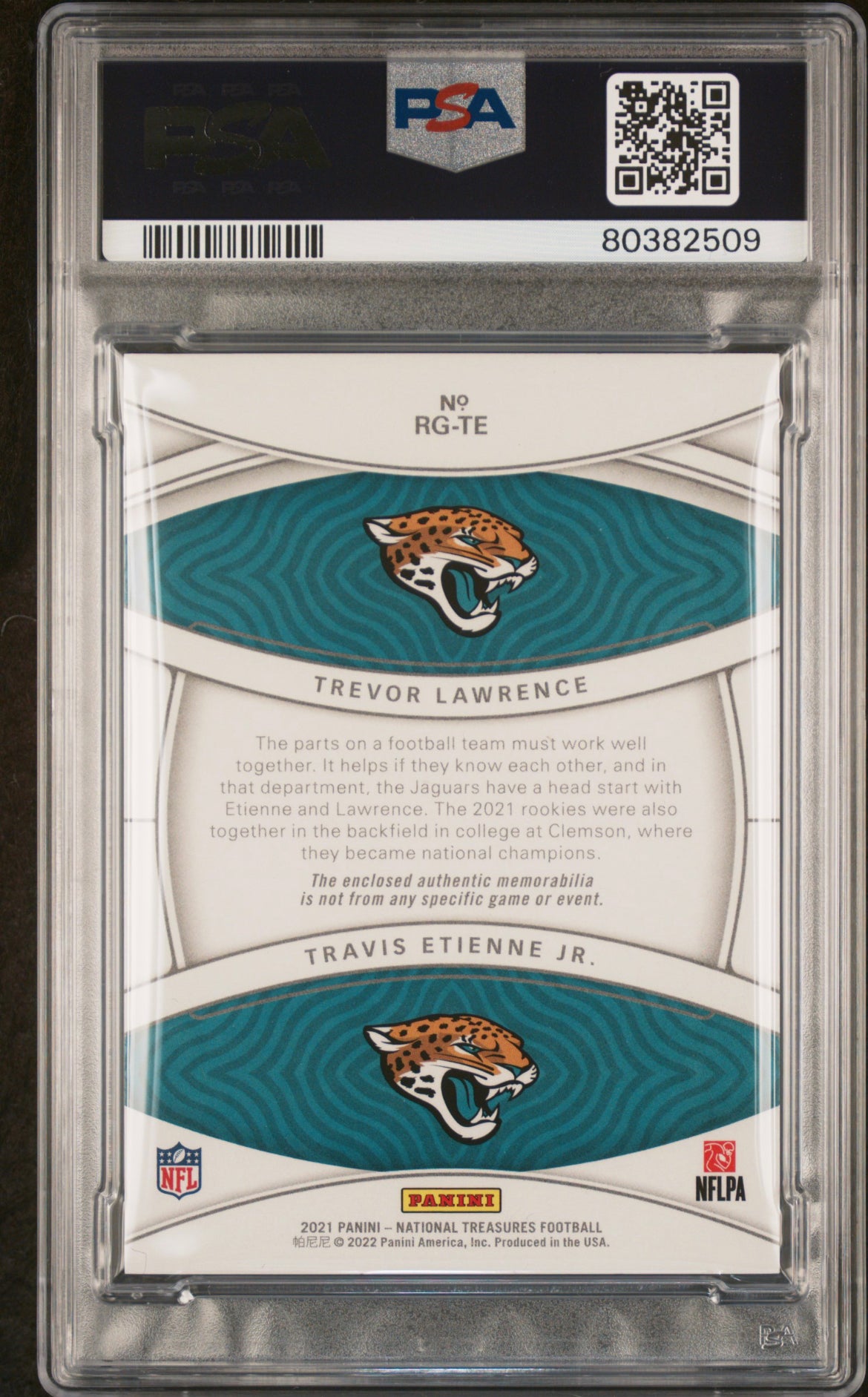 ❤️ 2021 NATIONAL TREASURES TREVOR LAWRENCE TRAVIS ETIENNE JR /10 GOLD Psa 8 Pop 1