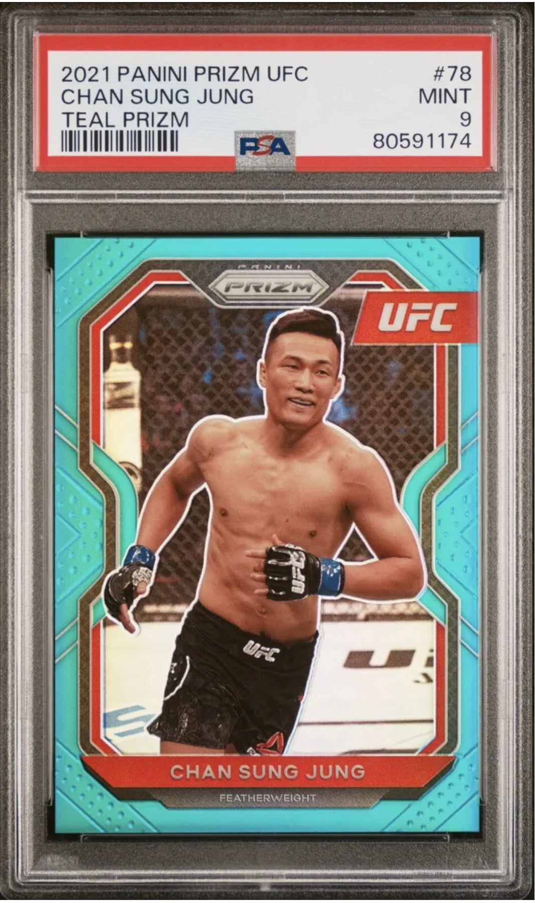 ❤️2021 Panini Prizm UFC 1st Edition Prizm Teal #78 Chan Sung Jung “The Korean Zombie” /49 Psa 9 Pop 3