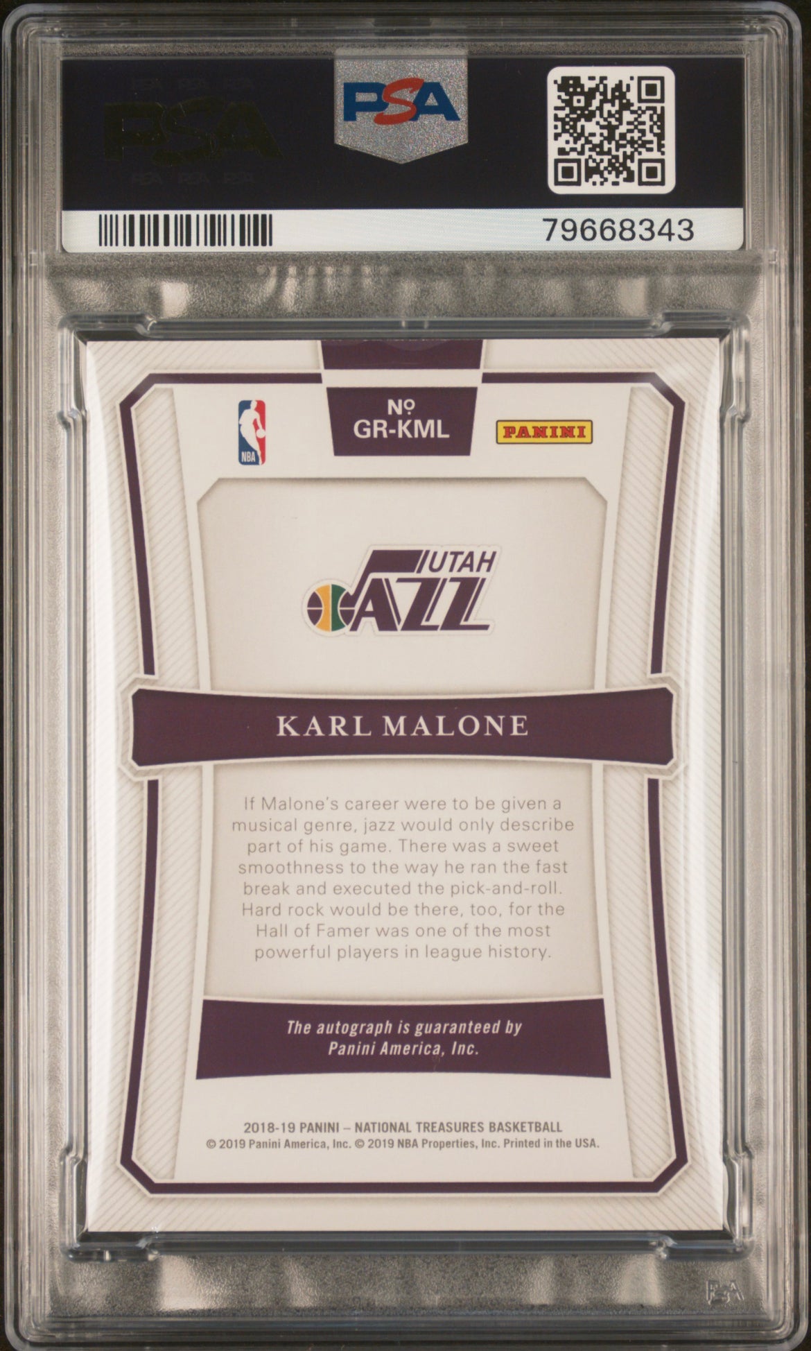 ❤️2018-19 Karl Malone National Treasures NBA Greats #33/49 PSA 10 Auto Jazz HOF Pop 1!