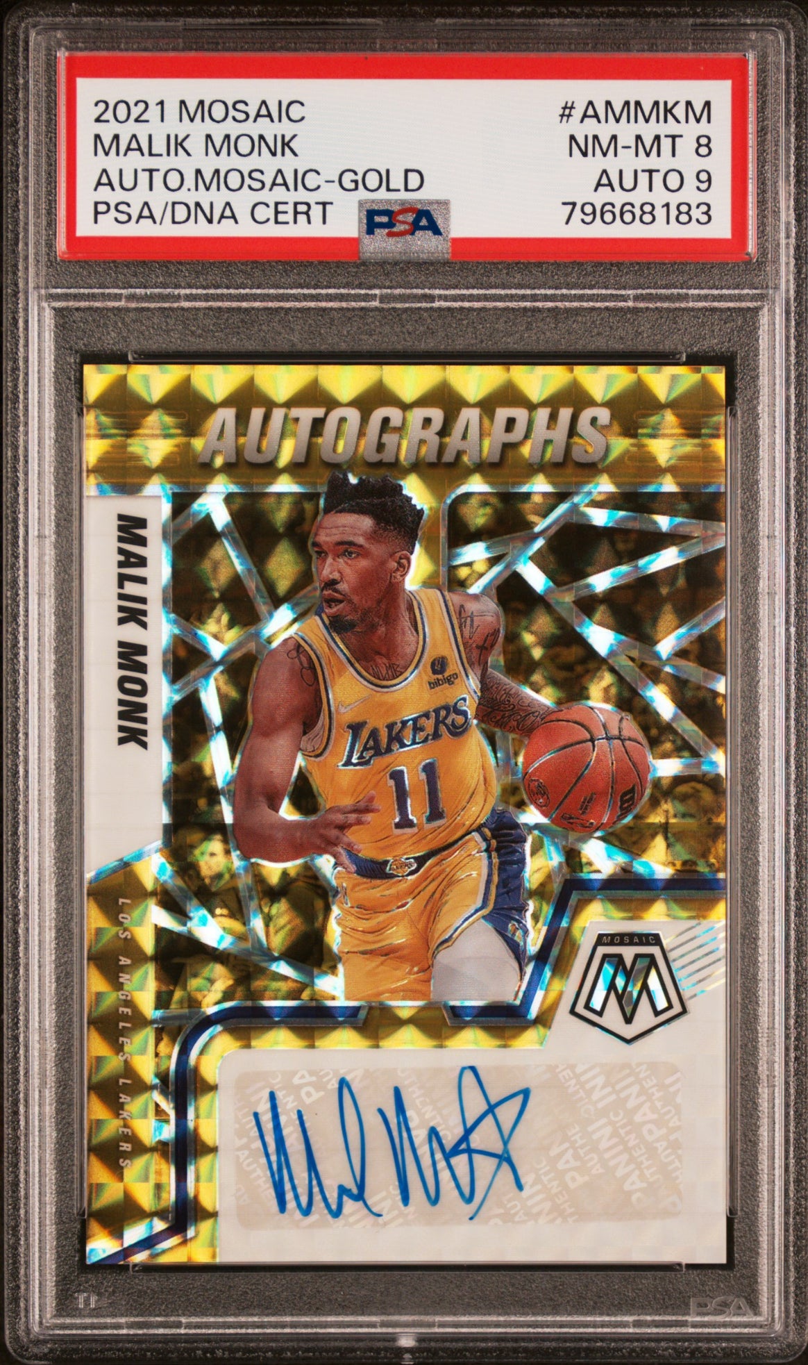 ❤️2021 Mosaic Basketball #AM-MKM Malik Monk Gold #/10 Lakers Pop 1 Psa 8 Auto 9