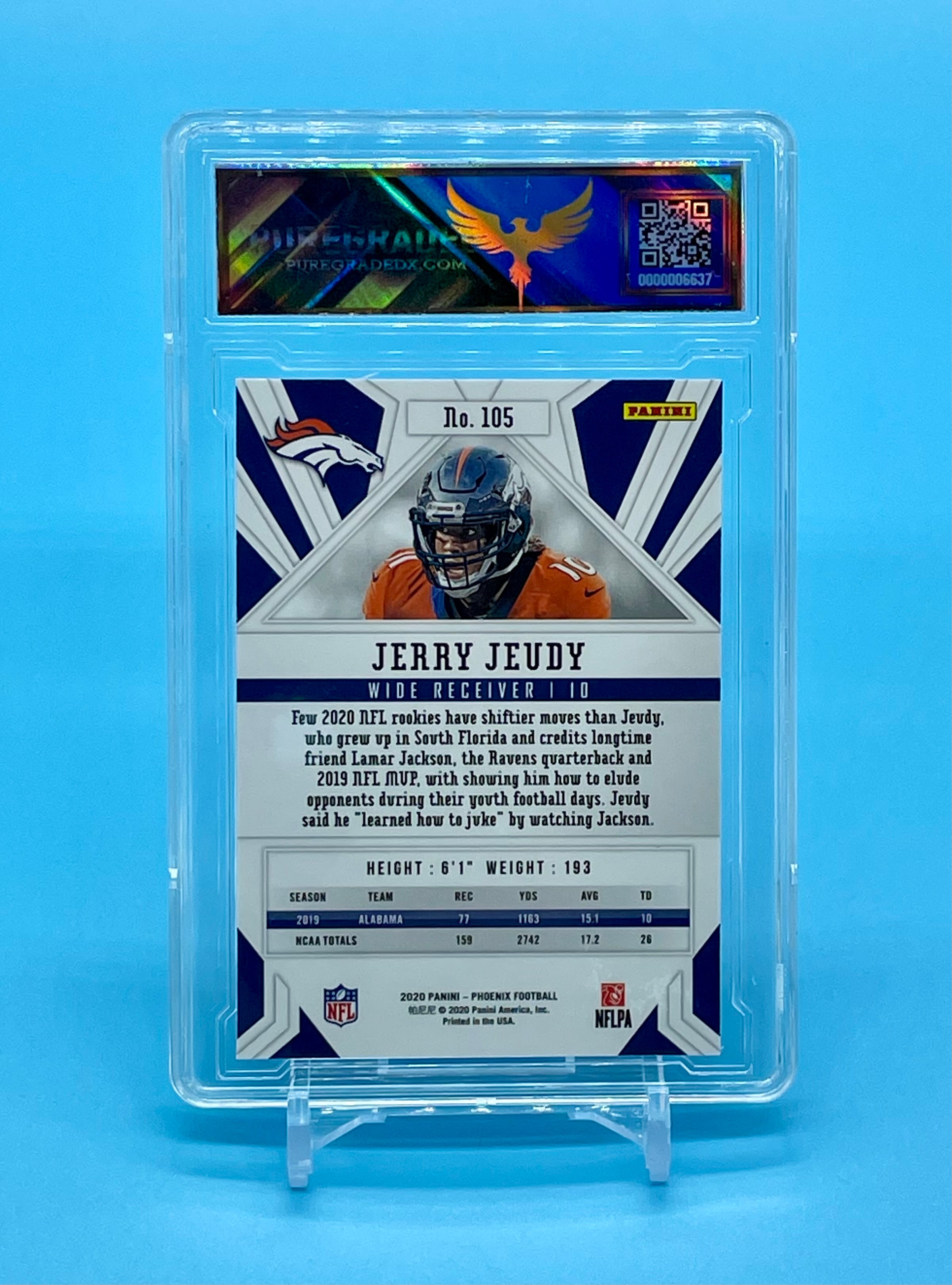 ❤️2020 Phoenix Jerry Jeudy Rookie Fire Burst Prizm #105 PureGradedX Gem Mint 10