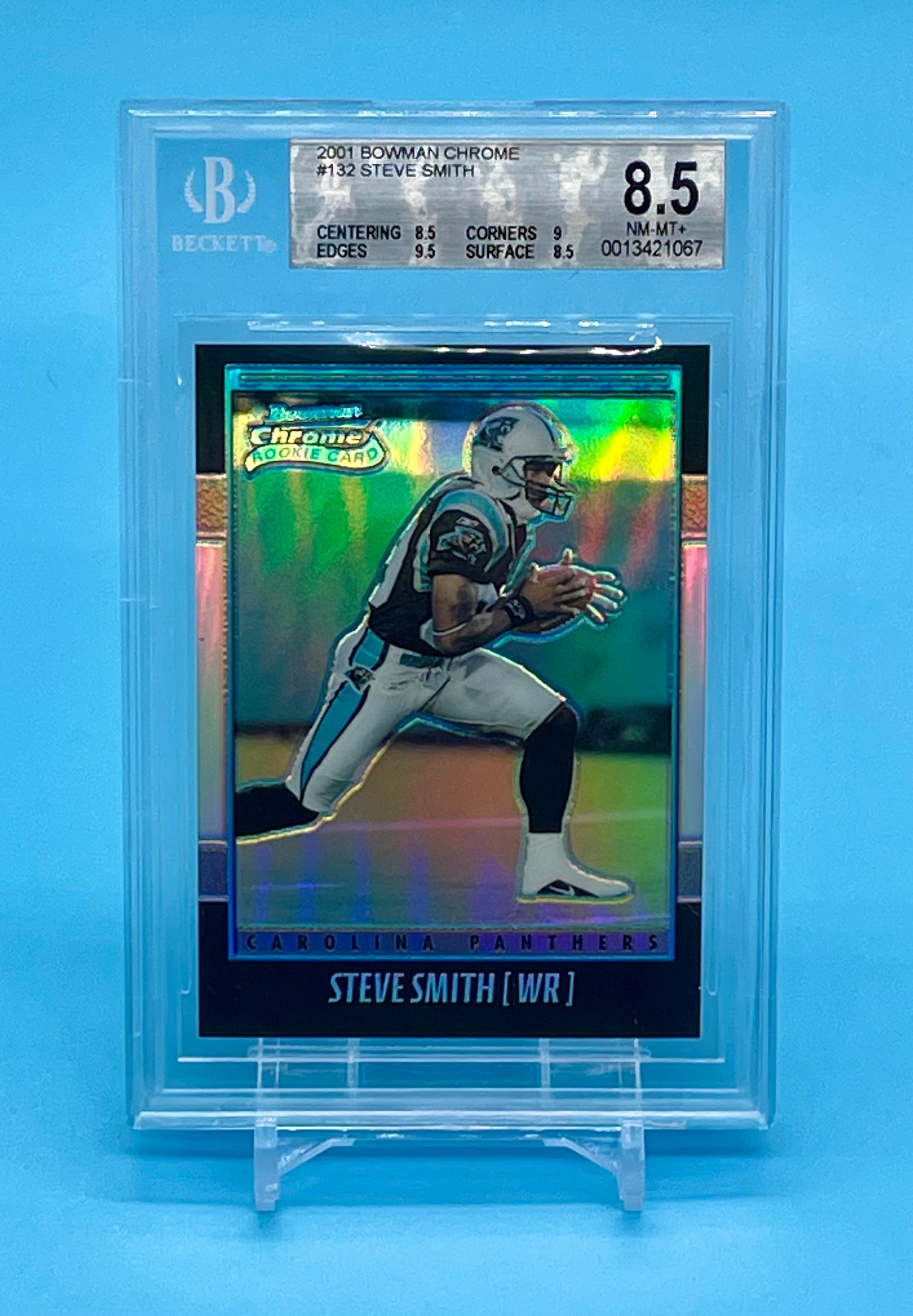 ❤️2001 Bowman Chrome Steve Smith #132 Rookie RC Refractor /1999 BGS 8.5 Panther