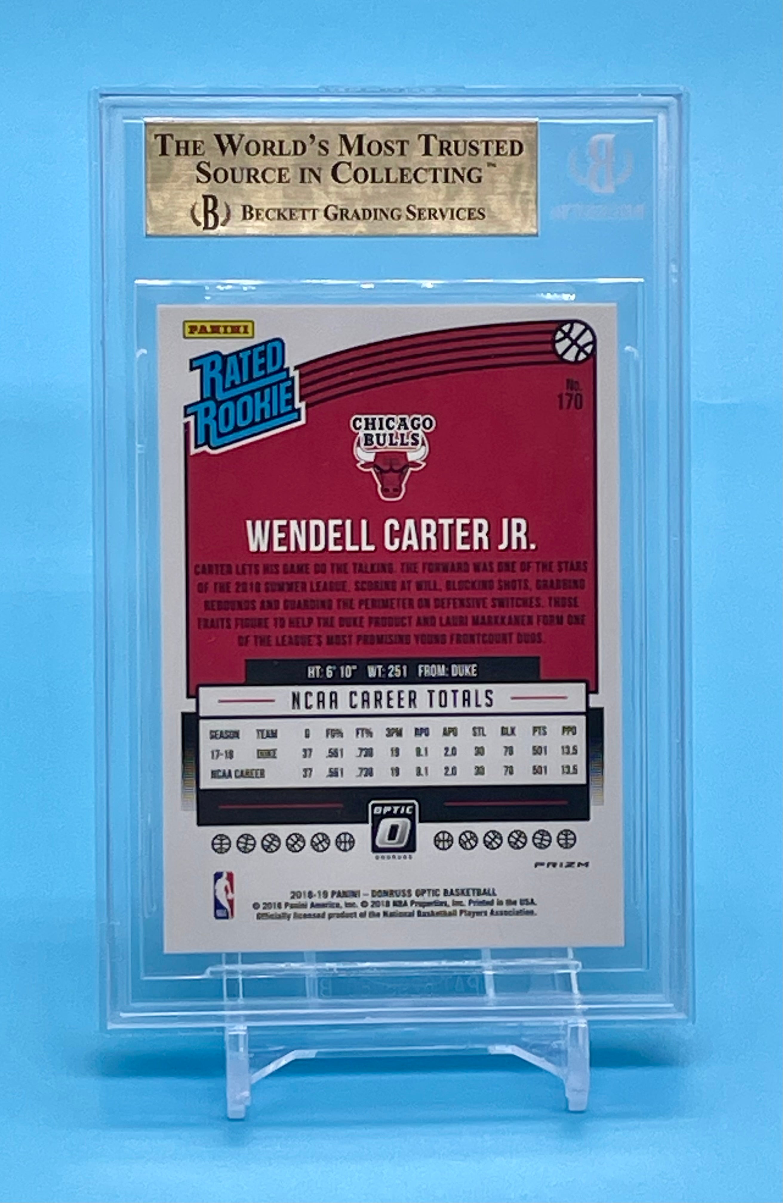 ❤️2018 Donruss Optic Rated Shock Prizm Wendell Carter Jr BGS 9.5 GEM MT Rookie RC