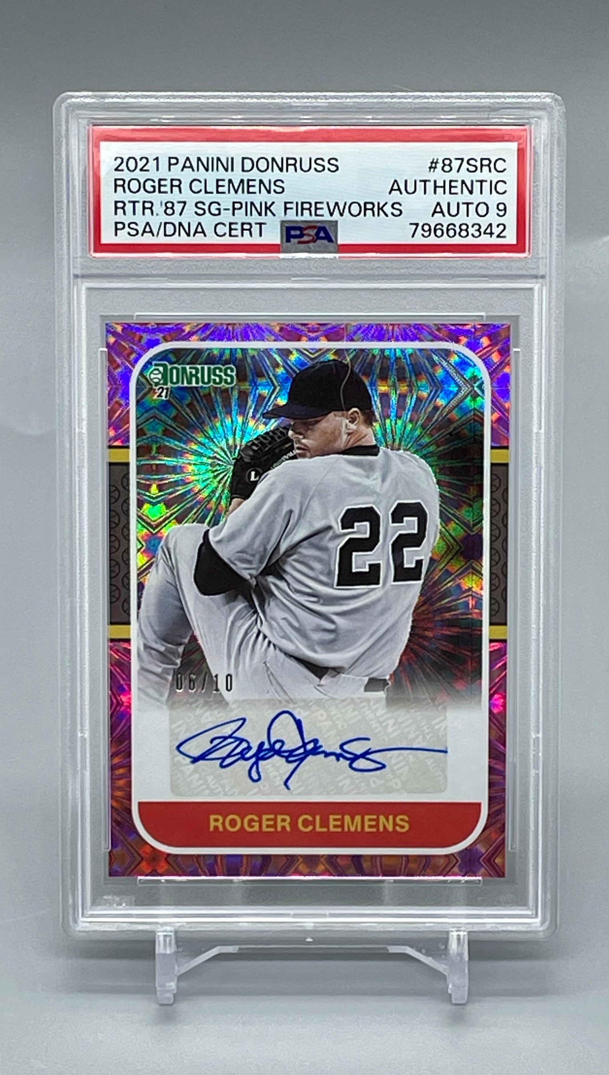 ❤️2021 Donruss RTR ‘87 Sig Pink Fireworks Auto ROGER CLEMENS 6/10 Psa 9 Pop 1