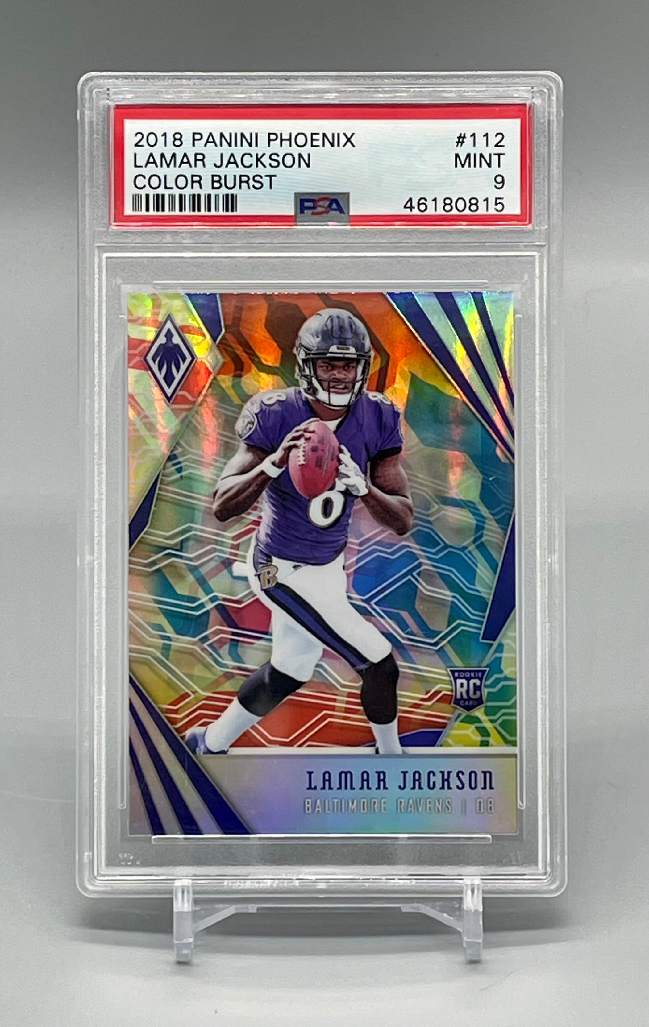 ❤️2018 Phoenix LAMAR JACKSON Rookie RC COLOR BURST PSA 9 BALTIMORE RAVENS