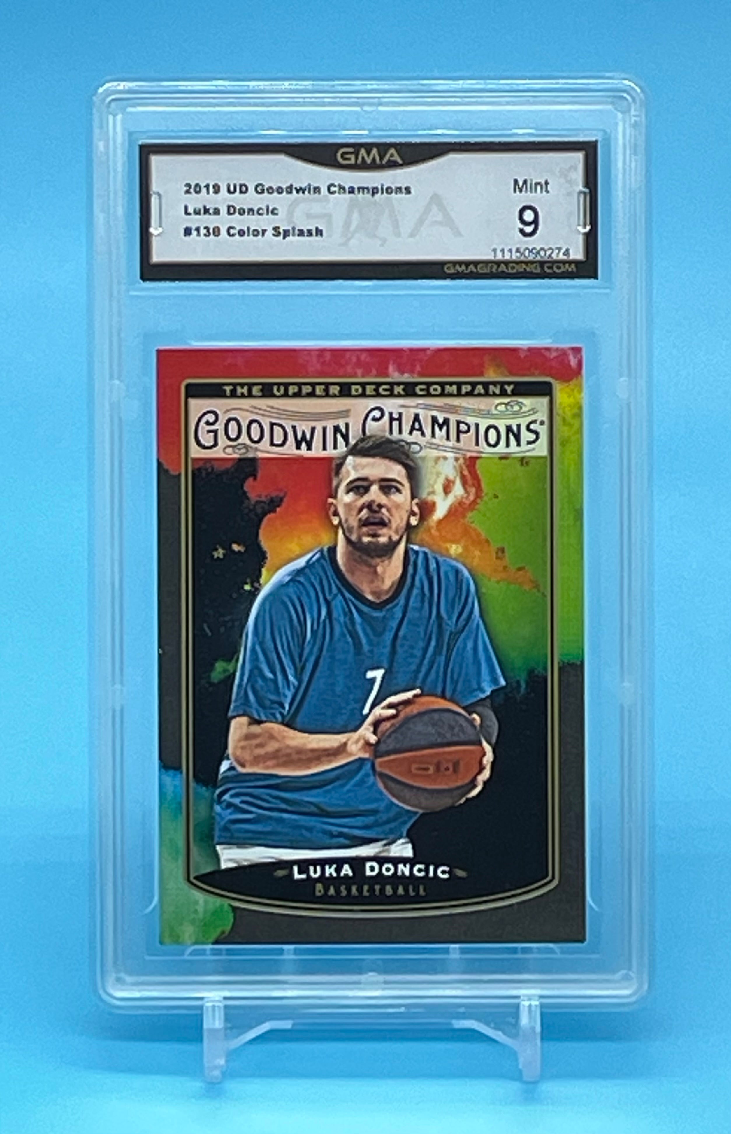 ❤️LUKA DONCIC 2019 UPPER DECK GOODWIN CHAMPIONS COLOR SPLASH ROOKIE RC #130 GMA 9 MAVERICKS