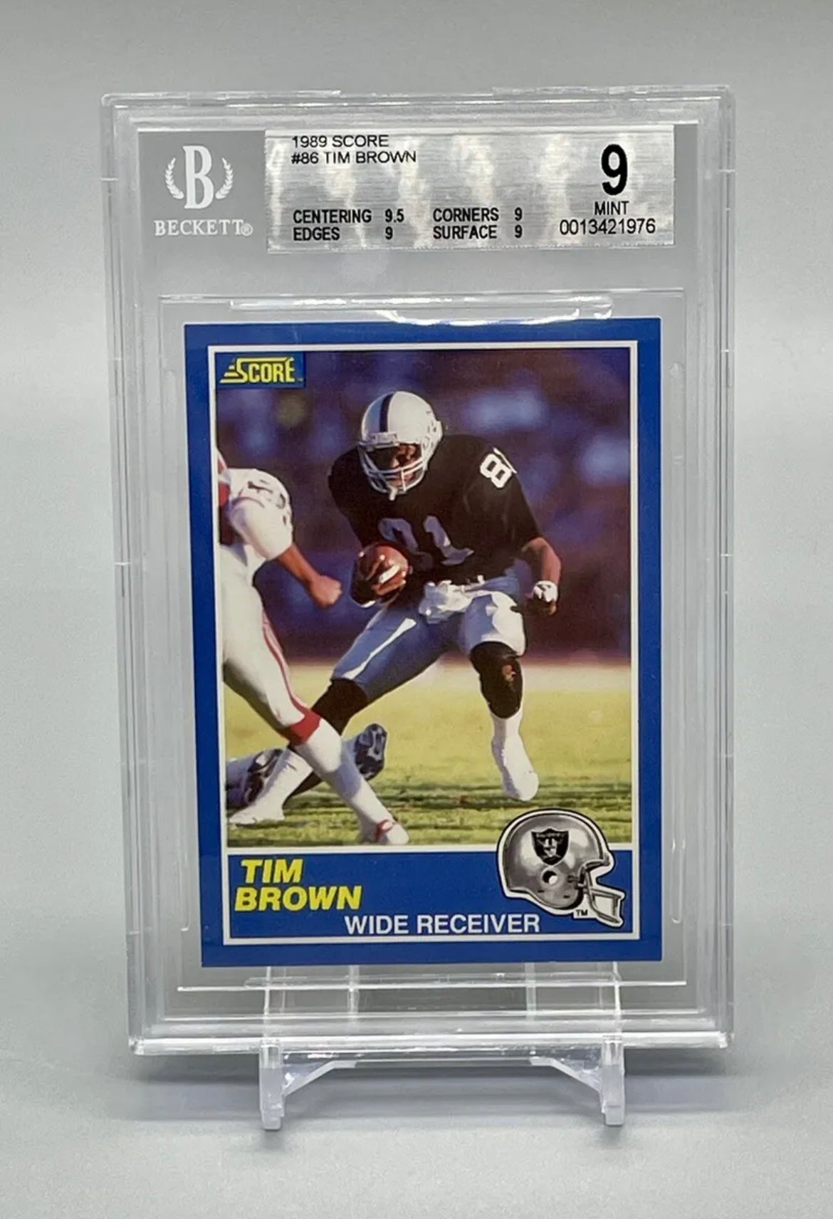 ❤️1989 TIM BROWN 1ST EDITION SCORE #86 RC ROOKIE BGS 9 MINT SUB 9.5