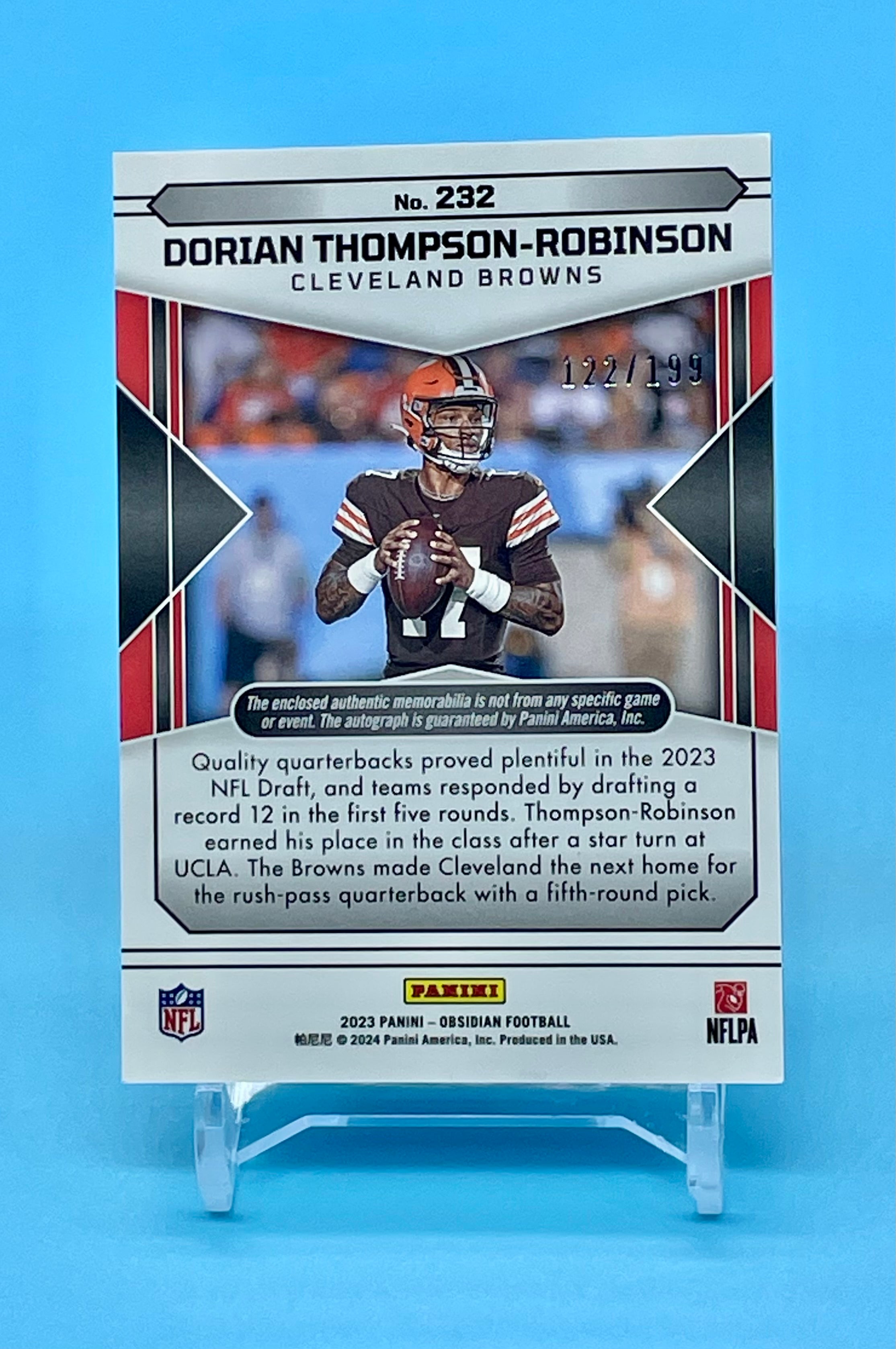 ❤️2023 Obsidian Dorian Thompson-Robinson #232 Rookie Patch AUTO SP /199 Browns