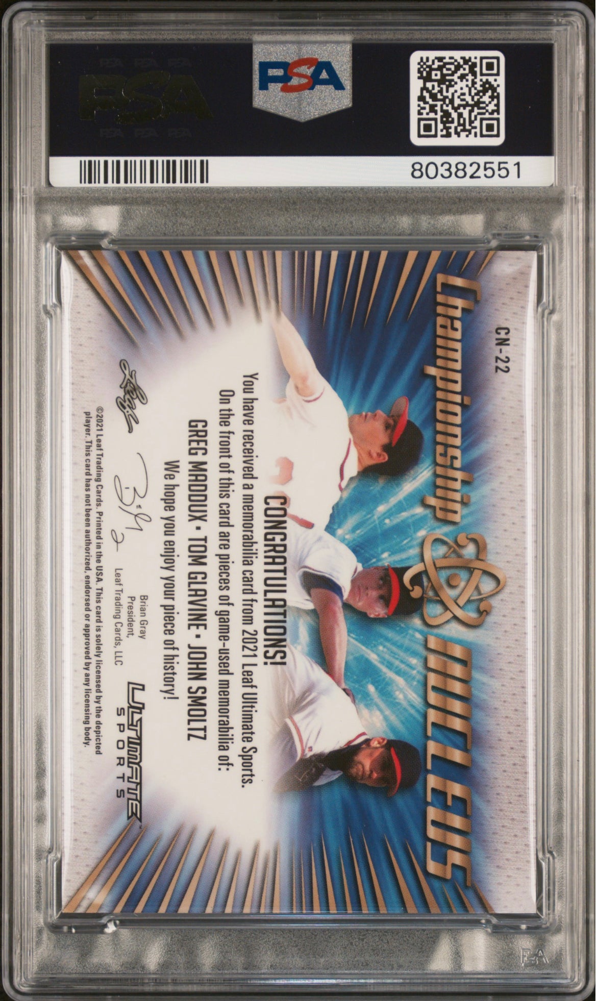 ❤️ 2021 Leaf Ultimate Sports Champion Nucleus /30 Maddux Glavine Smoltz Pop 1 Psa 9