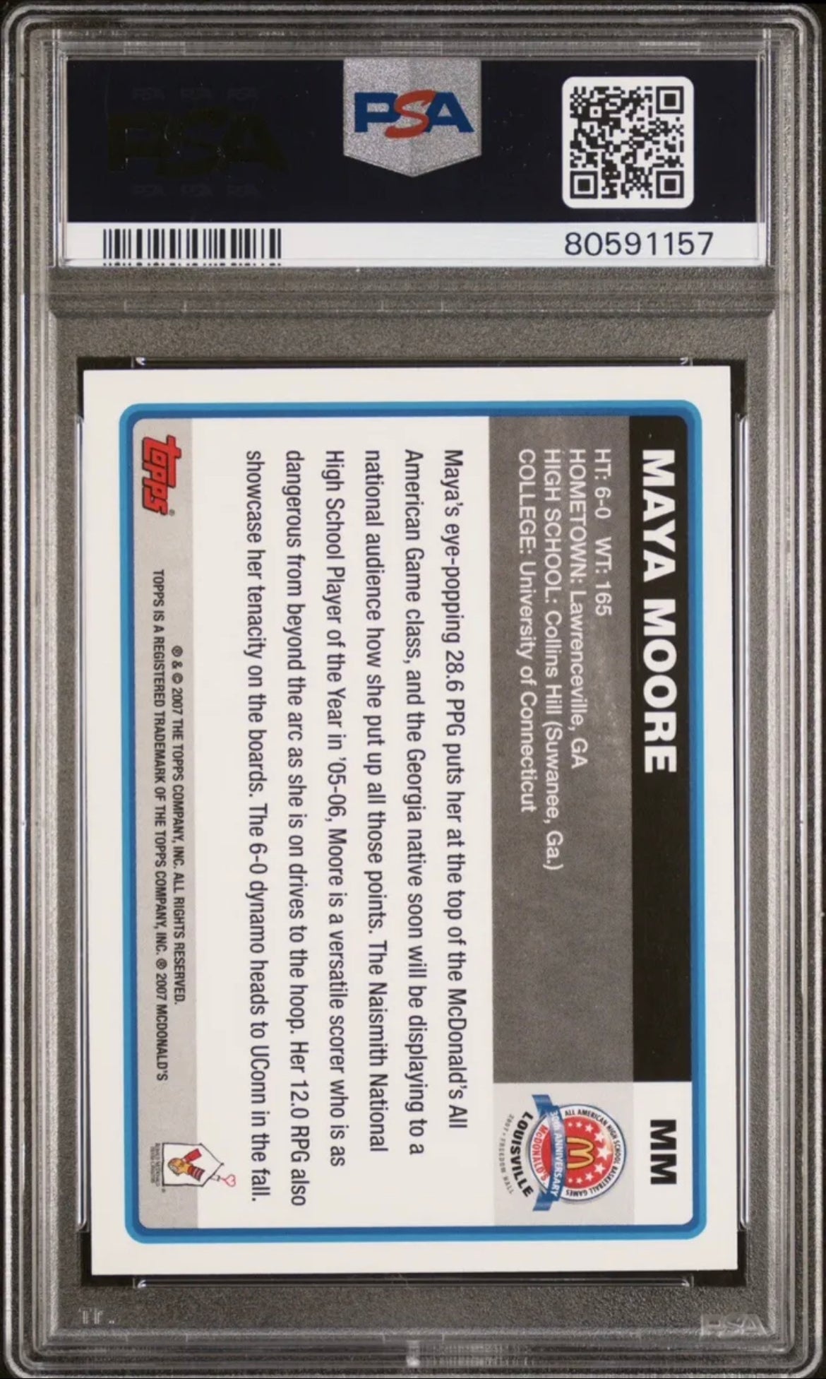 ❤️2007 Topps McDonald's All American #MM Maya Moore Rookie PSA 8 Lynx Pop 4